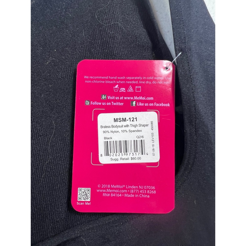 SlimMe by MeMoi Braless Bodysuit with Thigh Shaper Black MSM-121 Size Q2/6 NEW - Picture 4 of 8